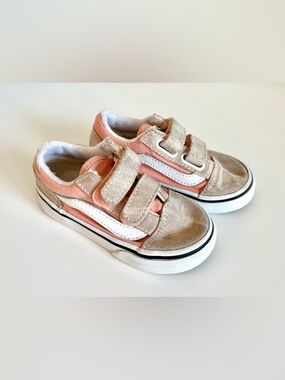 Toddler Tan & Pink Vans Old School V Sneakers size 6